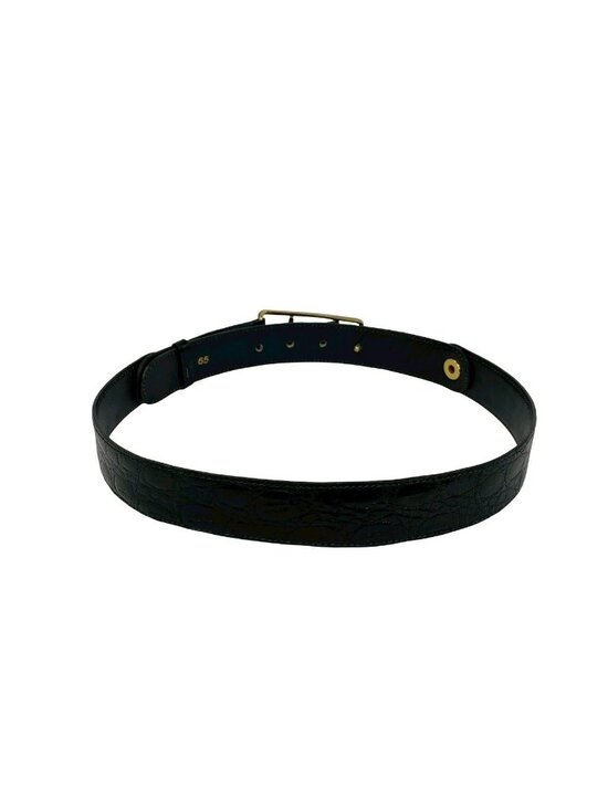 Celine Vintage Horse Carriage Logo Buckle Leather Belt Black